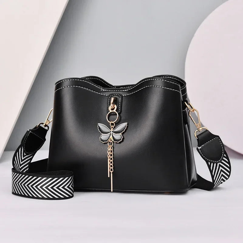 2025 Women White Handbag New Designer Butterfly Tassel PU Leather Messenger Bags Ladies Crossbody Female Tote Shoulder Bag
