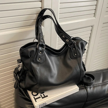 Ladies Large Capacity Brand Handbag Pu Leather Women's Retro Tote Bag Korean Fashion Shoulder Bag Winter White Zipper Handbag