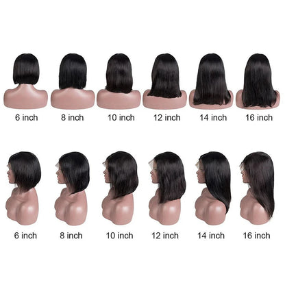 220% Density Straight 13x4 Lace Frontal Short Bob Wigs 100% Human Hair 4x4 Lace Closure Wig Virgin Bob Wigs #1B Natural Black