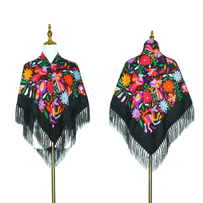 New Daisy Twill Print Square Scarf Elegant Tassel Shawl Warm Dustproof Multifunctional Women Wrap