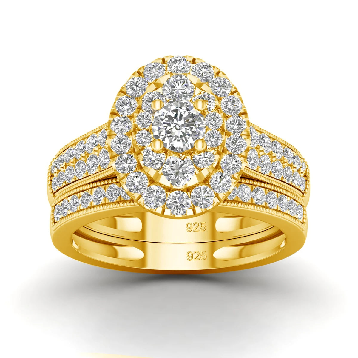 Luxury Fancy Engagement Moissanite Rings 2 Piece Solid Sterling Silver 925 Wedding Jewelry For Woman Diamond Girl Gift Certified