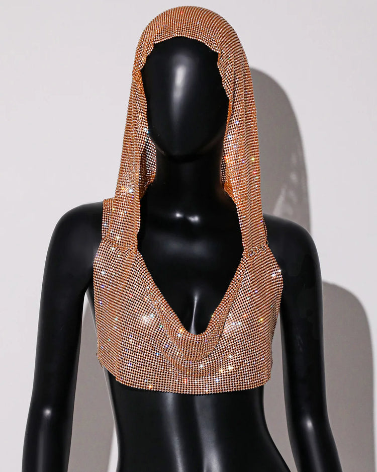 Women Sexy Mesh See Through T Shirt Shiny Rhinestone Fishnet Hollow Out Crop Top Sleeveless Beach Cover Up Party Club Tank Tops