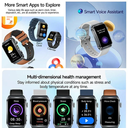 2025 New Nursing Grade ECG+PPG Pulse therapy Smartwatch Men Blood lipid Uric acid Bluetooth call Health Bracelet For Android iOS