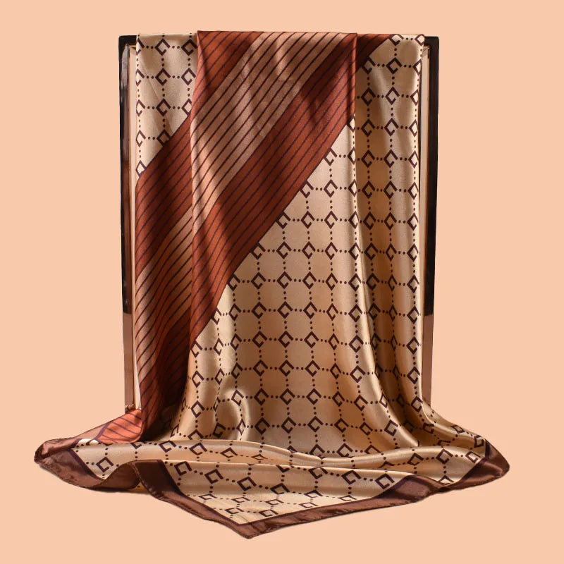 1PC Women's Summer Beach Accessory Fashion Satin Square Scarf 90*90inch Multi-use Headscarf Party Use Versatile Hair Towel