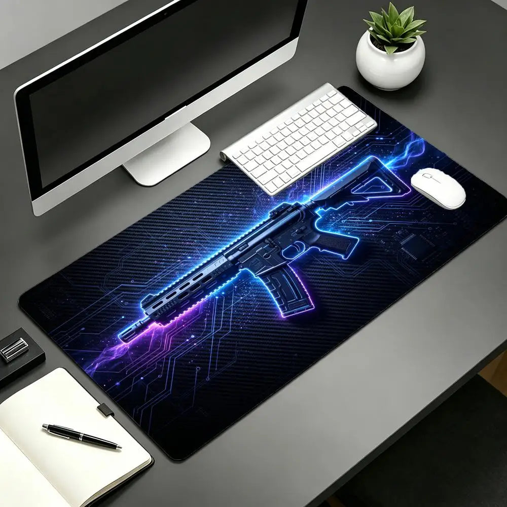 Gun-Themed Mouse Pad Large Size Rubber Base Anti-slip PC Desk Accessories Mousepad for Offices and Gamer Keyboard Mats Decor Mat