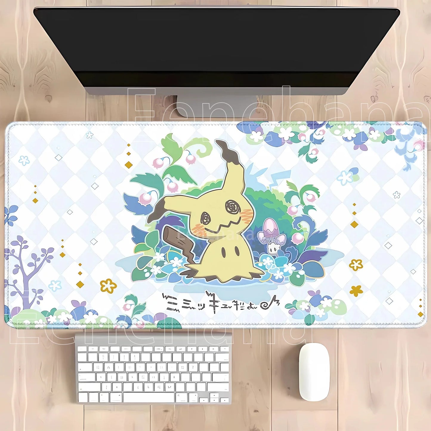 Gaming Pokemon Mimikyu Anime Kawaii PC Mouse Pad Keyboard Overlock Larger Mousepad PC Offices Non-slip Base HD Printing Desk Mat