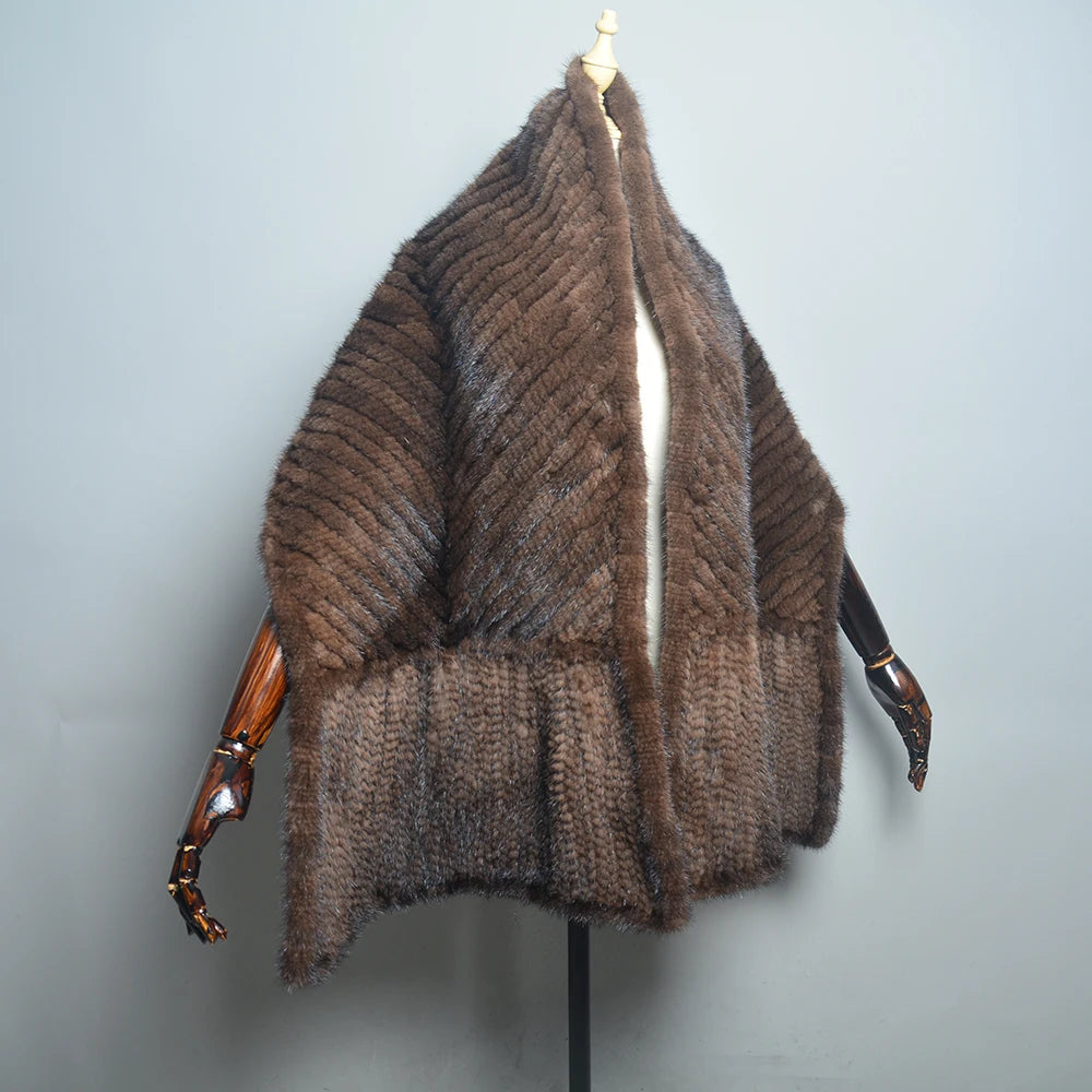 2026 Hot Sale Luxury Women's Real Mink Fur Scarf Lady Fashion Knitted Genuine Mink Fur Scarves Winter Warm Natural Fur Muffler