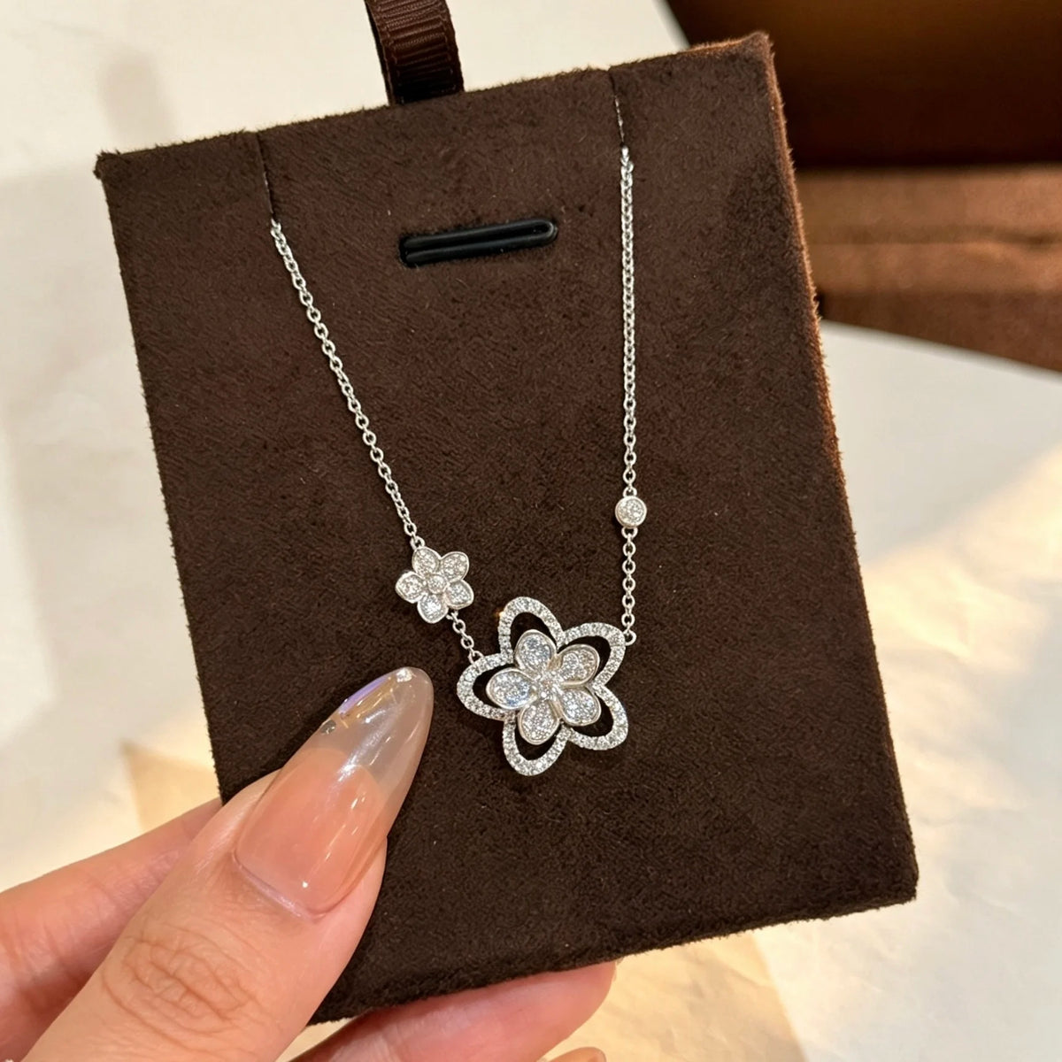 S925 Silver Butterfly Flower Pendant Women's Necklace AAAAA+ Sparkling Zircon High quality Luxury Wedding Party Exquisite Gift