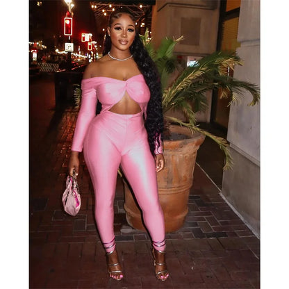 Sexy Off the Shoulder Birthday Jumpsuit for Women Night Club Outfit Party Hollow Out Ruched Skinny Long Sleeve Rompers Full Body