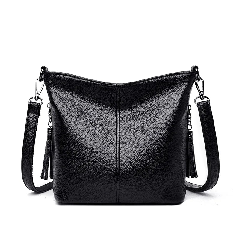 Vintage Women Genuine Leather Handbags Designer Bucket Ladies Shoulder Bags Fashion Luxury Brand Female Messenger Bag Briefcase