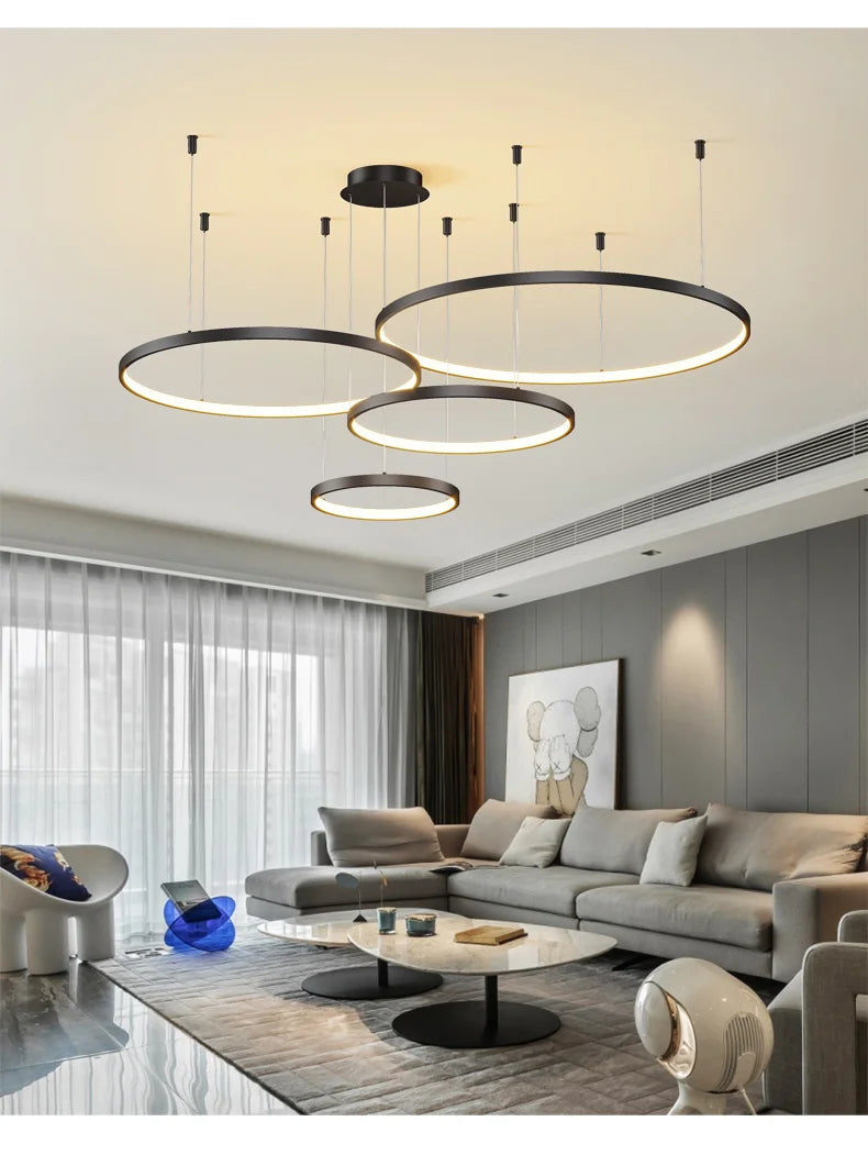 Living Room Ring Pendant Lights Acrylic Led Restaurant Chandelier Modern Minimalist Art Creative Personality Net Red Custom Lamp