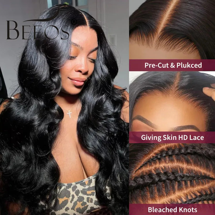 Ultra Fitted Glueless 250% 13x6 Real HD Lace Front Wigs Pre plucked Body Wave 13x4 HD Full Frontal Human Hair Wig For Women 30in