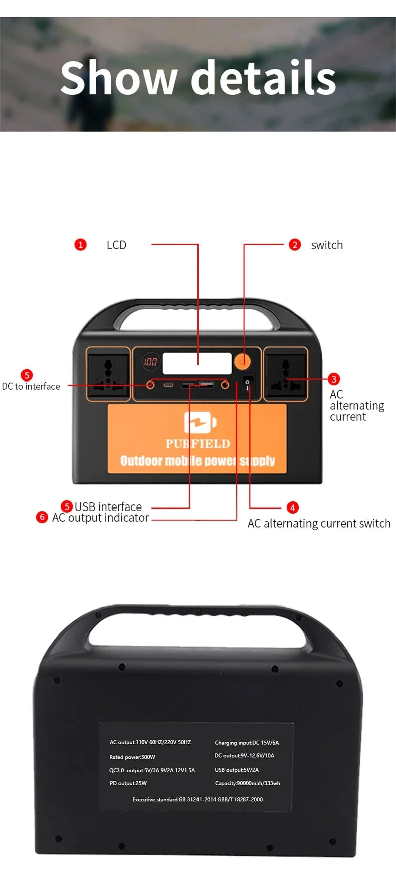 150W/300W Portable Power Station Solar Generator 42Ah-90Ah Power Station Emergency Power Bank for Home Camping