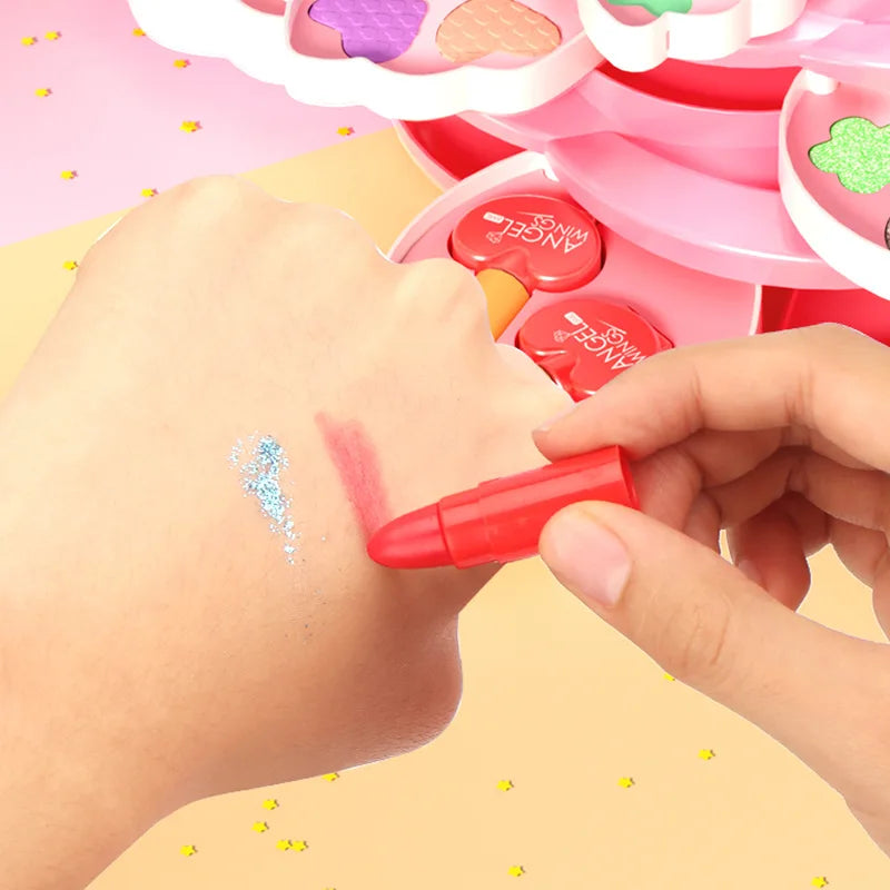 Makeup Box Rotating Opening Cosmetics Toys for Little Girls Princess Makeup Set To Enhance Creativity and Imagination