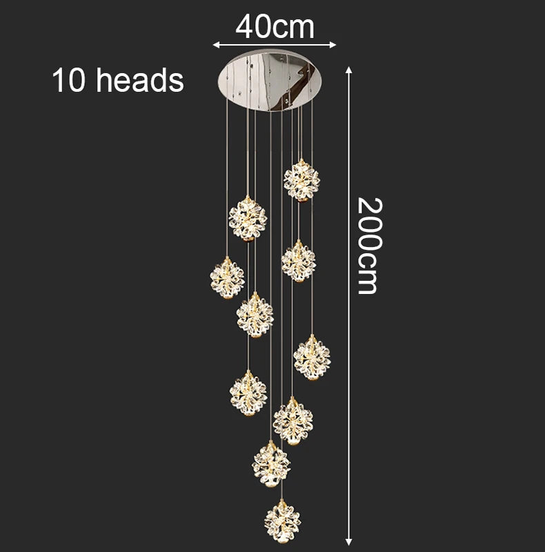 Modern Crystal stair chandelier lights indoor lighting Ceiling lamp hanging light led Chandeliers for living room indoor lightin