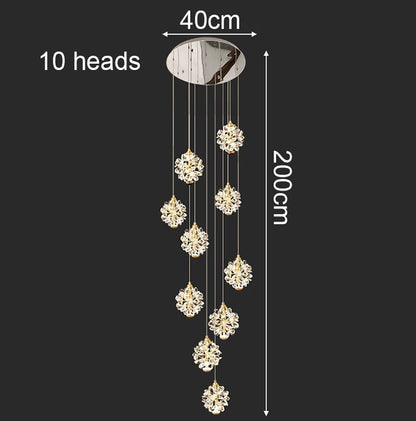 Modern Crystal stair chandelier lights indoor lighting Ceiling lamp hanging light led Chandeliers for living room indoor lightin