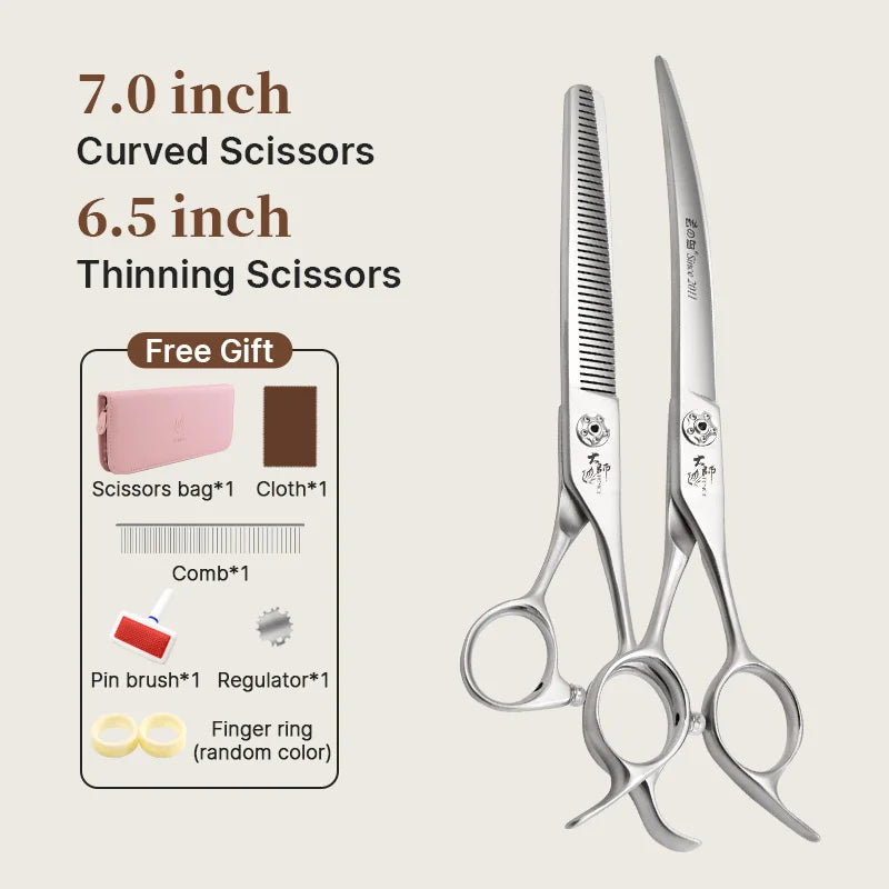 Fenice Slim Narrow Dog Grooming Scissors Set Straight/Curved/Thinner/Chunker Shears Scissors Specialized for KR and JP Groomers