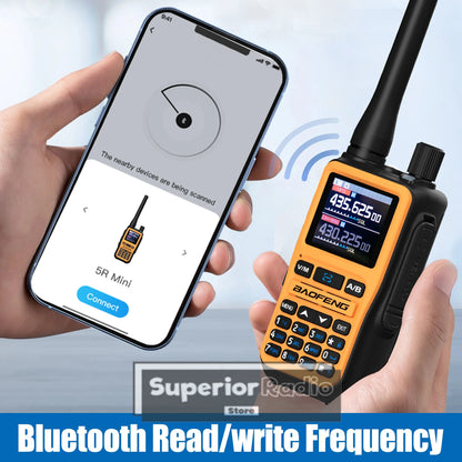 Baofeng UV-5R Mini Two Way Radio Orange BF-5R Mini Walkie Talkie Bluetooth Power Adjustable Tiny Size 1/2/4PCS Frequency Copy 5W