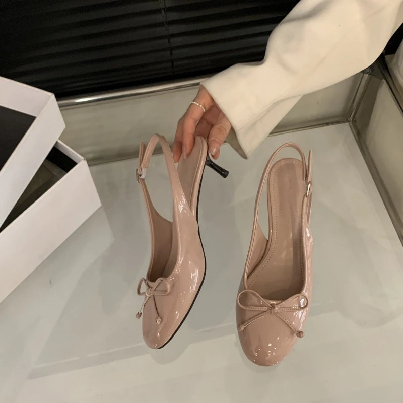 Luxury Metal Designer Women's High Heels Fashionable Open-heel Stiletto Sandals New Spring Style Slip-on Buckle Dress Shoes