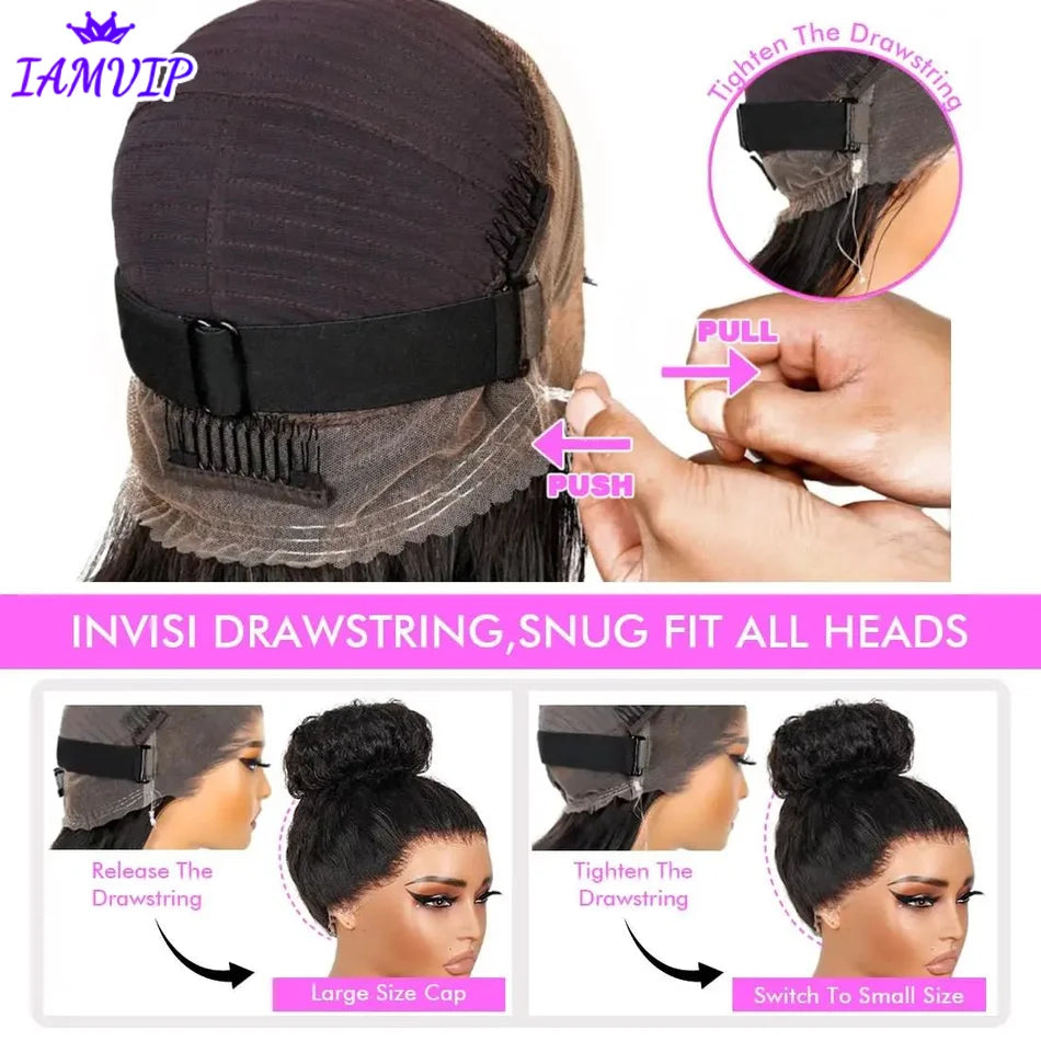 36 Inch Invisi Strap 360 Hd Full Lace Curly Water Wave Human Hair Wig 250 Density Pre Plucked Pre Cut Wear And Go Glueless Wigs