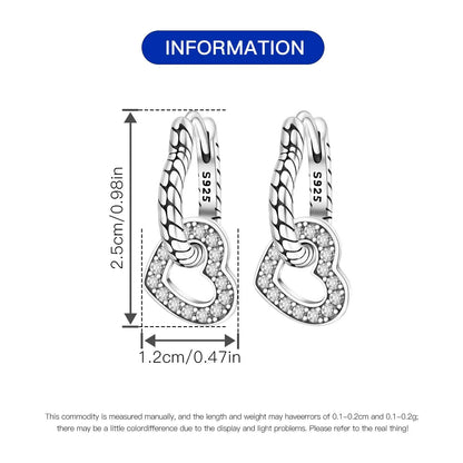 925 Sterling Silver Star Moon Heart Shape Earrings Jewelry Versatile Hoop Earrings For Women Jewelry Fine Birthday Party Gifts
