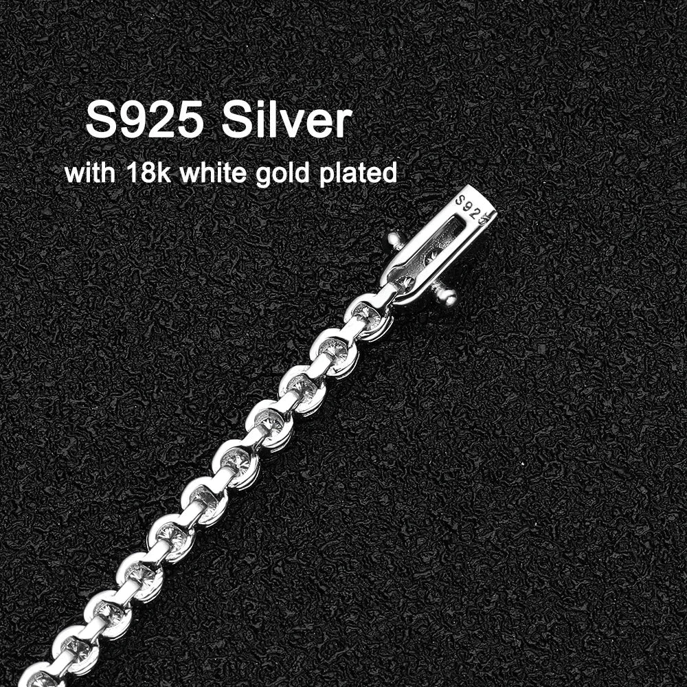 2/3mm Bezel Set Moissanite Tennis Necklace For Women Lab Diamond GRA Certified S925 Silver 18K Gold Plated Bubble Chain Jewelry