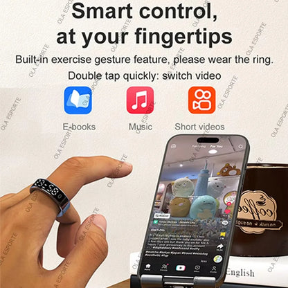 2026 New SR08 Smart Ring Men Women LED Display Screen Heart Rate Blood Oxygen Monitoring 5ATM Waterproof Multi Sports Modes Gift