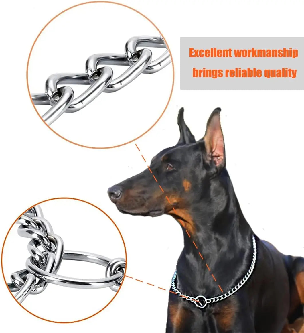 Seamless 304 Stainless Steel Dog Choke Collar Slip P Chain - Adjustable Heavy Duty Training Collar for Small  Medium Large Dogs