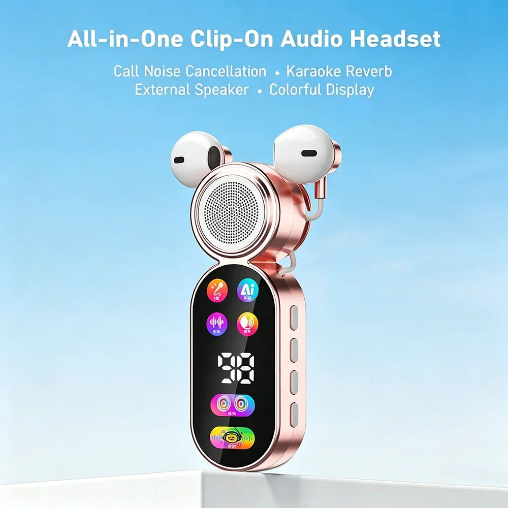 KEBIDUMEI 2-in-1 Wireless Earbuds & Portable Speaker Bluetooth 5.4 Headphones Digital Display Headsets Mini Speaker Earphones