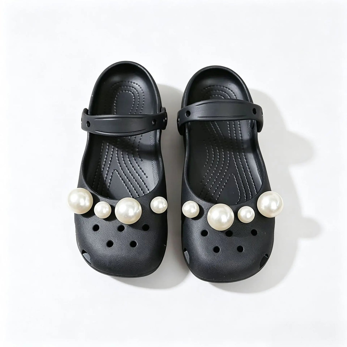 Luxury Pearl Shoes Charms Set DIY Ballet Clogs Women Summer 2026 Fashion Leopard Print EVA Beach Slippers Woman's Jelly Shoes