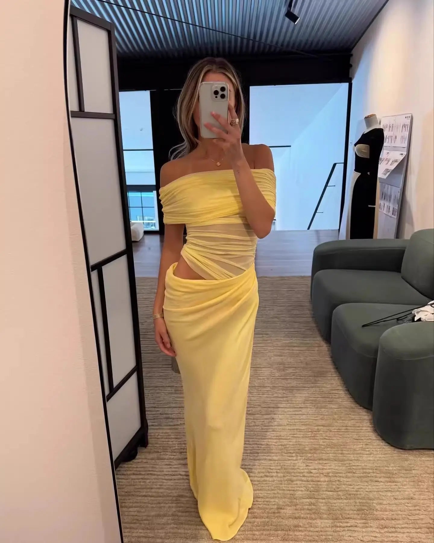 MsChuh Summer Party Dresses For Woman One-shoulder Long Evening Dress Sexy Holiday French Vestidos Solid Color Temperament Slim
