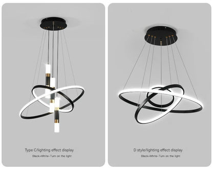 Modern Round LED Chandeliers for Living Room Dining Room Kitchen Island Luster Pendant Lights Fixture Home Decor Indoor Lighting