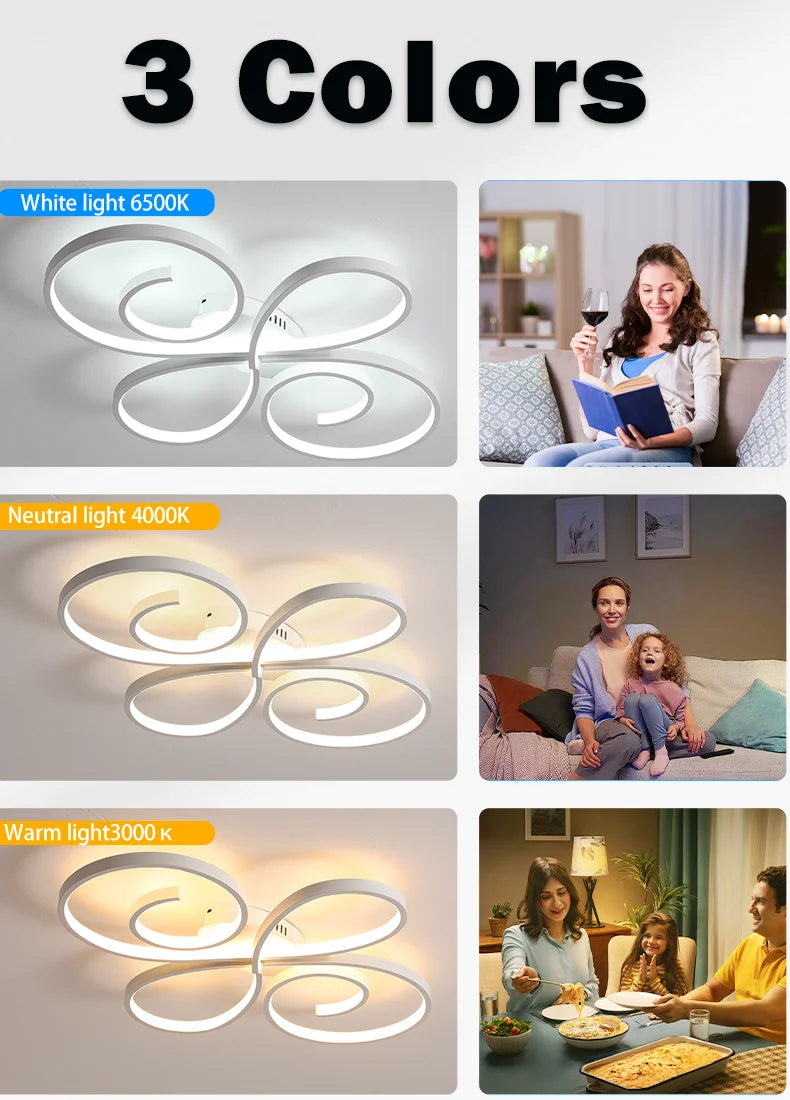 LED Ceiling Lights 110V 220V Remote Dimming  APP Modern 3 Colors Lamp  for Dining Room, Living Room Bedroom
