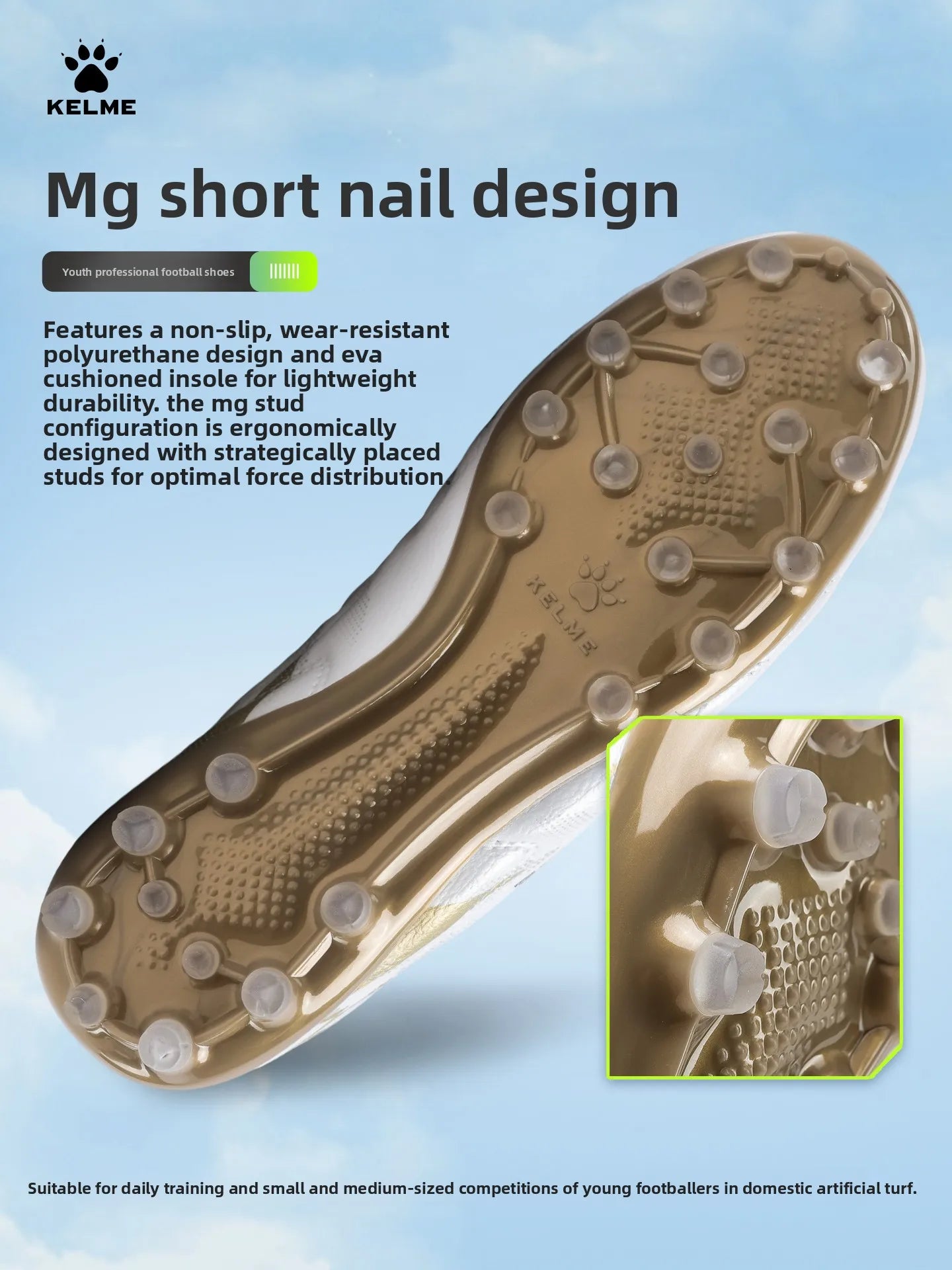 Kelme Men's Mg Football Shoes Youth Short Nail Football Shoes Professional Competition Training Shoes Girls' Football Boots