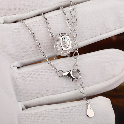 Certified 1/2/3CT Moissanite Necklace Oval Solitaire Pendant for Women 925 Sterling Silver Lab Diamond Charm Jewelry Gift FEOBUR