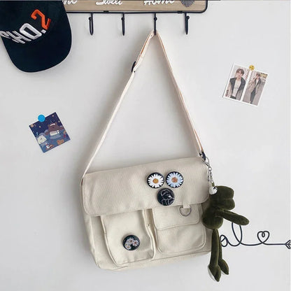 Fashion Women Canvas Shoulder Bags For Youth Casual Ladies Large Capacity Crossbody Bags Solid Handbags Messenger Bags for Women