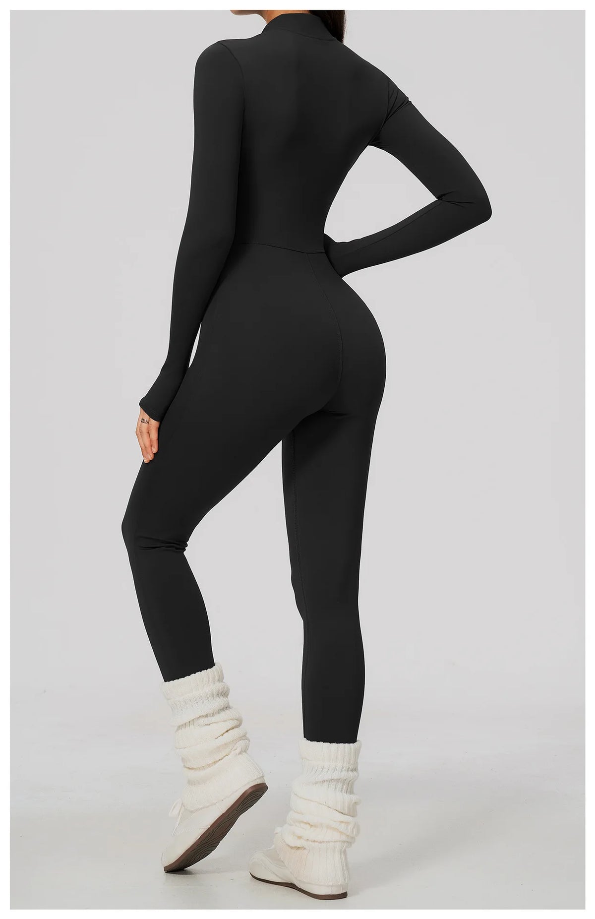 Winter Half Zip Yoga Bodysuit Women Long Sleeved Fitness Jumpsuit Sportswear Gym Clothes One-piece Running Workout Wear Rompers