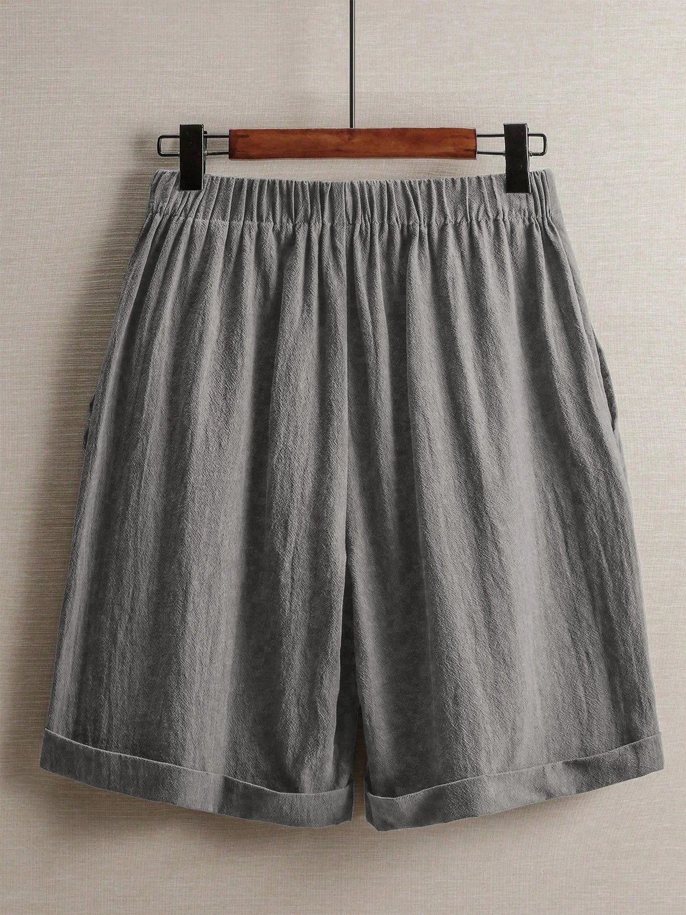 Summer women's thin five-point pants, wide-leg casual straight-leg high-waisted women's pants, fashionable outdoor sports pants
