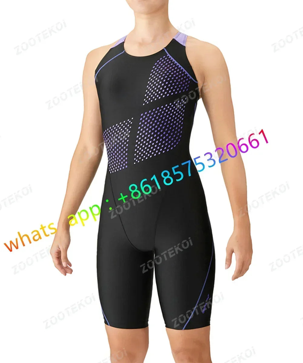 Women One Piece Swimwear Knee Length Swimsuit Bodysuit Swimming Pool Sports Professional Training Comfortable Swimwear 2026