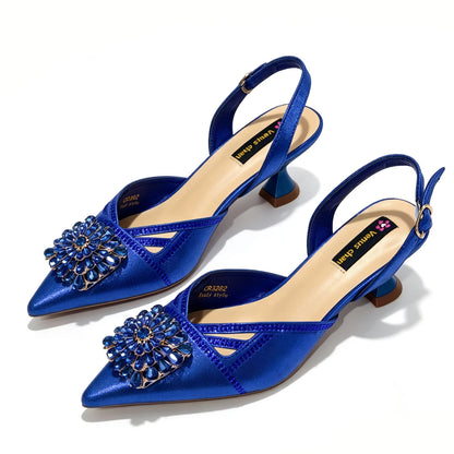 New Shoes and Bags Matching Set Nigerian Women Heel Party for Women green Colour Italian Design Wedding INS Design