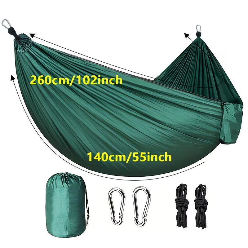 Nylon Camping Hammock Chair - Double Or Single Sizes W/Tree Straps And Attached Carry Bag - Portable for Travel/Backpacking/Beac
