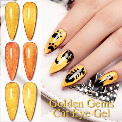 7.5ml Golden Light  Magnetic Gel Golden Gems Magnetic Gel Nail Polish Cat Nail Sparkling Glitter Semi Permanent Varnish