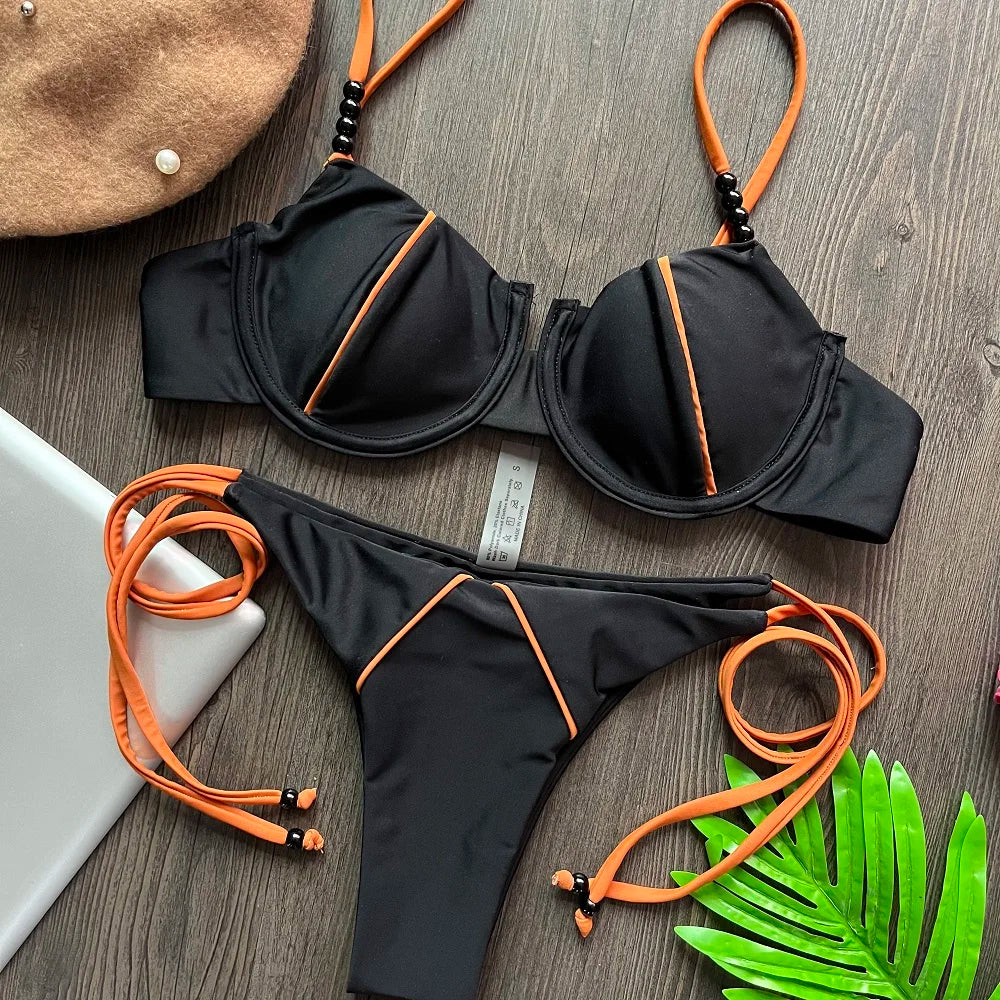 RUOTONGSEPT New Sexy Push up Bikini Set Swimsuit Women's low-waist Swimwear For Female Two Piece Beachwear 2023 Bathing Suit