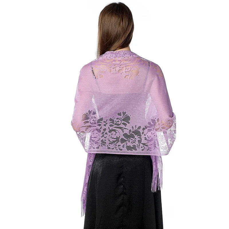 Korean Women Summer Thin Hollow Flower Long Tassel Party Cloak Sunscreen Shawl Sun Clothing Travel Towel Lace Evening Dress Scar