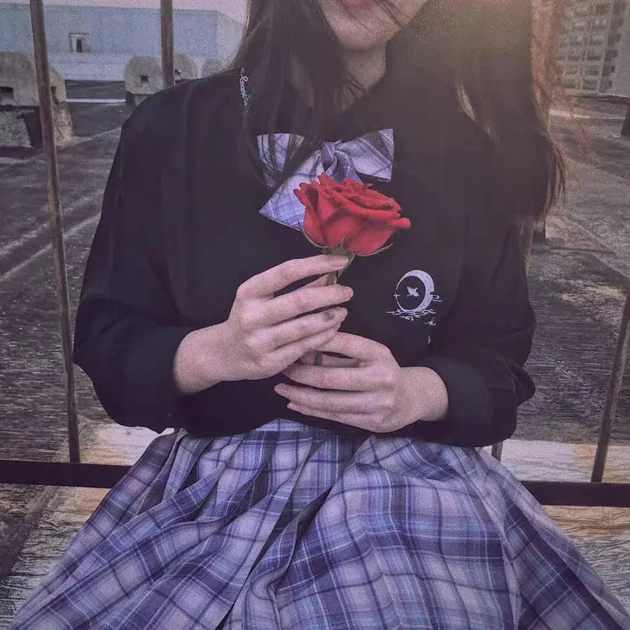 Romantic Purple Uniform JK Set Women 2025 Summer High Waist Skirts Korean Style Pleated Skirts Shirt And Tie For Cute Girls Suit