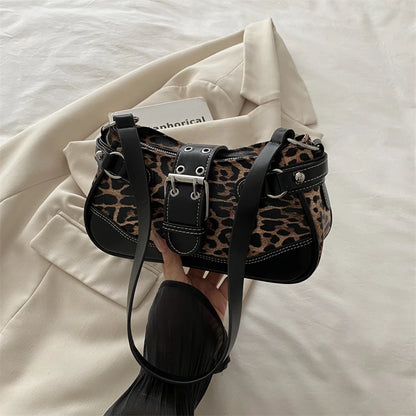 Fashion PU Shoulder Bags Leopard Print Retro Messenger Bag Large Capacity Underarm Bag Women Daily Use Handheld Bag