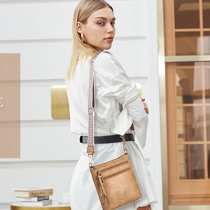New casual double zipper women's single shoulder crossbody bag retro simple phone bag crossbody bag multifunctional women's bag