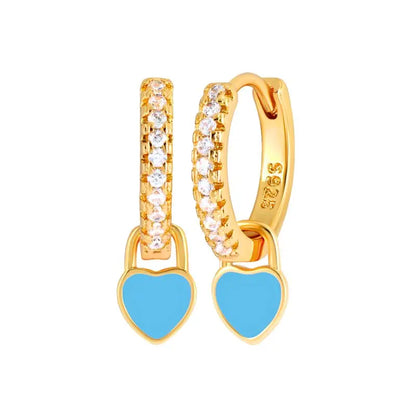 925 Sterling Silver Needle Light Blue Zircon Stud Earrings for Women Fashion Blue Enamel Pendant Earrings Luxury Jewelry Gifts
