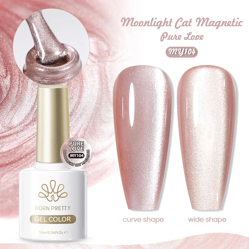 BORN PRETTY 10ml Cat Magnetic Gel Nail Polish Moonlight Glass Bead Water Light Crystal Soak Off UV Varnish For DIY Nail Art