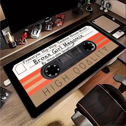Vintage Cassette Tape Hip Hop Music Large Mouse Pad Non-Slip Rubber  Extended Gaming Mouse Mat Retro Music Decor Desk Mousepad